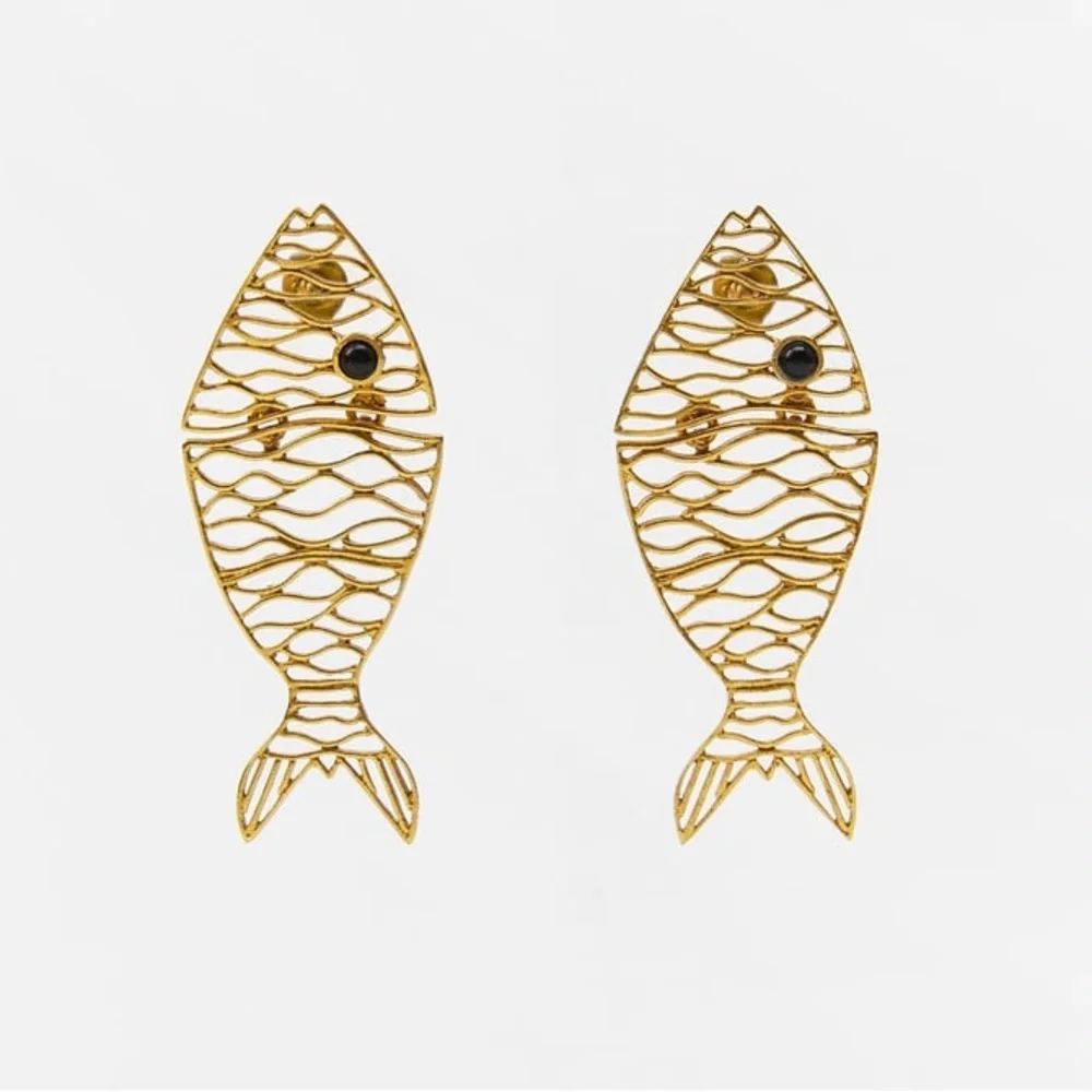 New ZARA Fish Statement Earrings - Picture 4 of 11